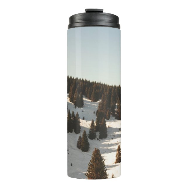 GREEN PINE TREES THERMAL TUMBLER (Front)