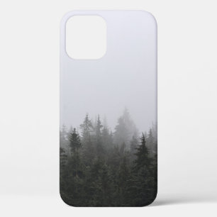 GREEN PINE TREES UNDER WHITE SKY iPhone 12 CASE