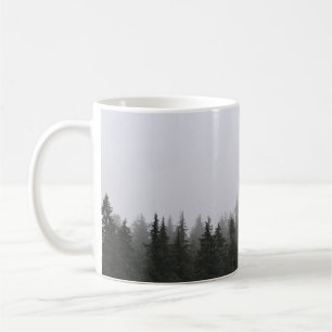 GREEN PINE TREES UNDER WHITE SKY COFFEE MUG