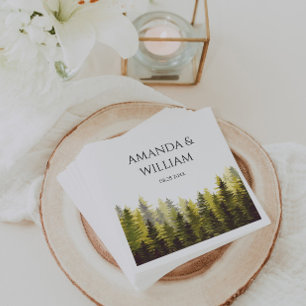 Green Pine Trees Wedding Napkin