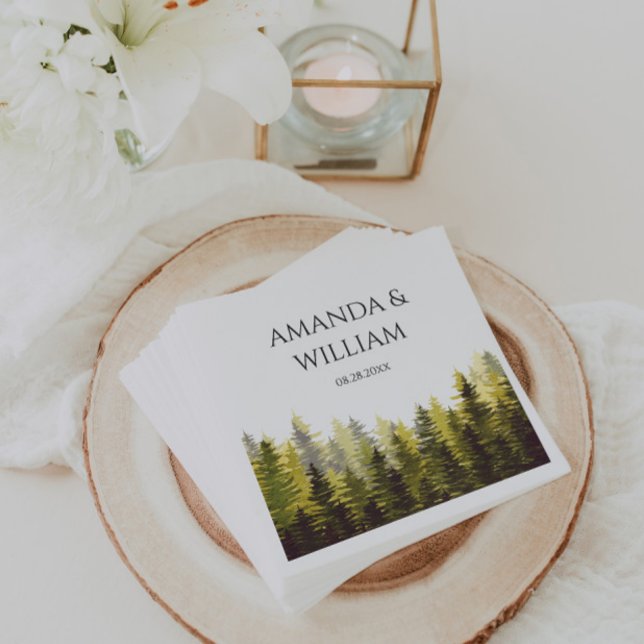 Green Pine Trees Wedding  Napkin (Creator Uploaded)