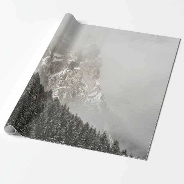 GREEN PINE TREES WRAPPING PAPER (Unrolled)