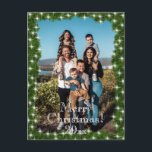 Green Pine Twinkle Lights Photo Personalised Holiday Postcard<br><div class="desc">Green pine boughs with faux twinkle lights frame bring this photo holiday postcard with "Merry Christmas" typography and date on the front and room on the reverse for your personal holiday sentiment and family name for all your family and friends.</div>