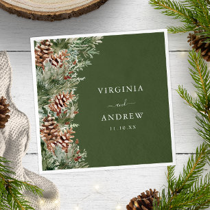 Green Pine Wedding Napkin