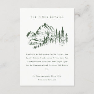 Green Pine Woods Mountain Sketch Wedding Details Enclosure Card