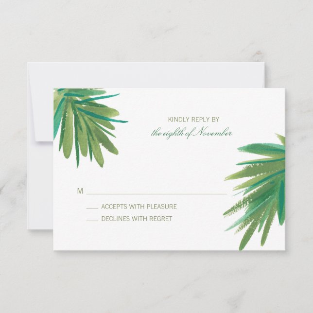 Green Pine Woods Watercolor | Wedding RSVP Card (Front)