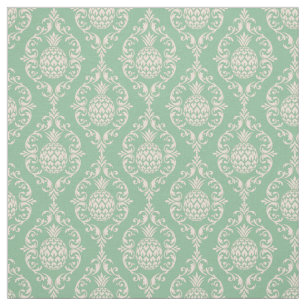 Green Pineapple Damask Fabric