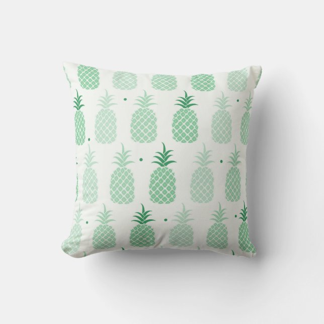 Green Pineapple Pattern Throw Pillow (Front)