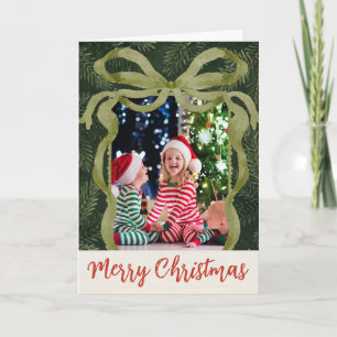 Green Pines and Bows Card