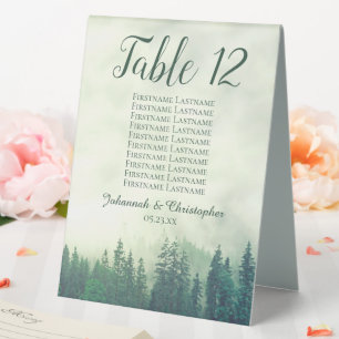 Green Pines Wedding Table Number Seating Chart