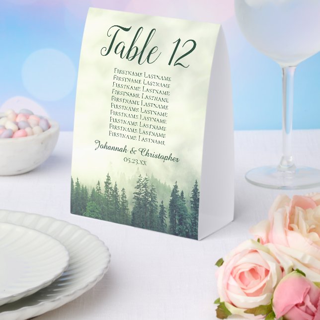 Green Pines Wedding Table Number Seating Chart (Insitu(Wedding))
