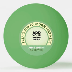 green ping pong ball with photo