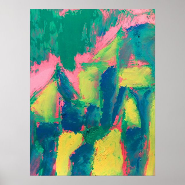 Green & Pink Abstract Painting Abstract Art Abstra Poster (Front)