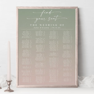 Green & Pink Alphabetical Wedding Seating Chart