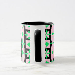 Green, pink and Black Geometric Design  Mug