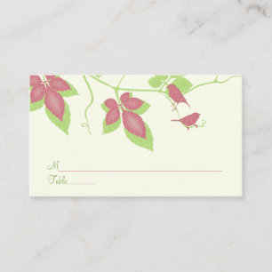 Green Pink Birds Vines Special Occasion Place Card