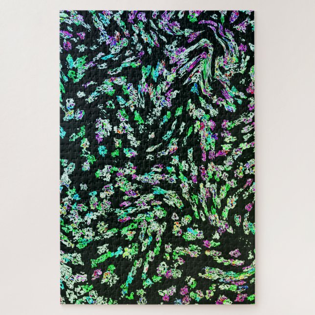 Green Pink Black Abstract Fractal Modern Art 2023 Jigsaw Puzzle (Vertical)