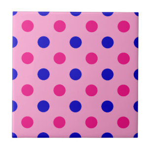 Green Pink Blue Polka Dot Pattern Ceramic Tile