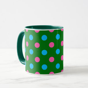 Green Pink Blue Polka Dot Pattern Mug