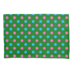 Green Pink Blue Polka Dot Pattern Pillowcase