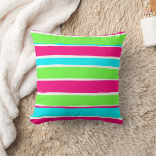 Green Pink Blue Stripes Cushion