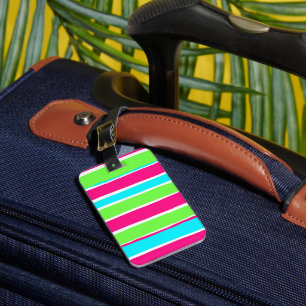 Green Pink Blue Stripes Luggage Tag
