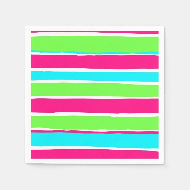 Green Pink Blue Stripes  Napkin (Front)