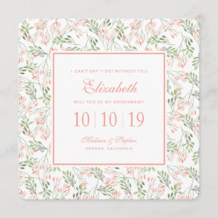 Green & Pink Botanical Watercolor - Bridesmaid Invitation