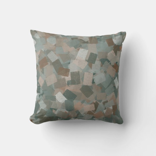 Green Pink Brown Cubism Abstract Pattern Cushion (Front)