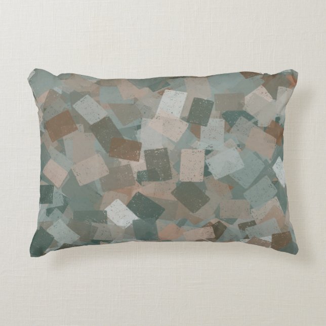 Green Pink Brown Cubism Abstract Pattern Decorative Cushion (Front)