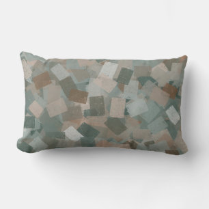 Green Pink Brown Cubism Abstract Pattern Lumbar Cushion