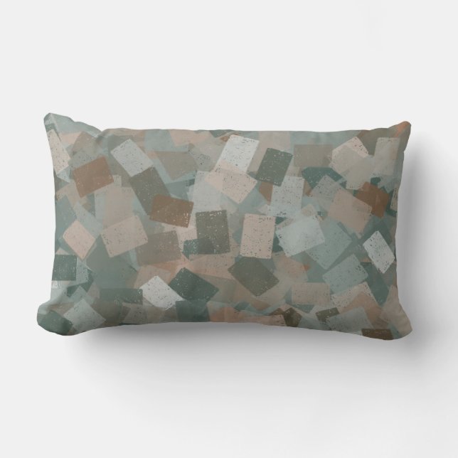 Green Pink Brown Cubism Abstract Pattern Lumbar Cushion (Front)
