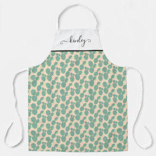 Green & Pink Cactus Pattern Apron