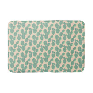 Green & Pink Cactus Pattern Bath Mat