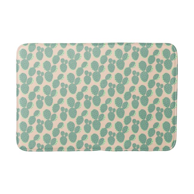 Green & Pink Cactus Pattern Bath Mat (Front)