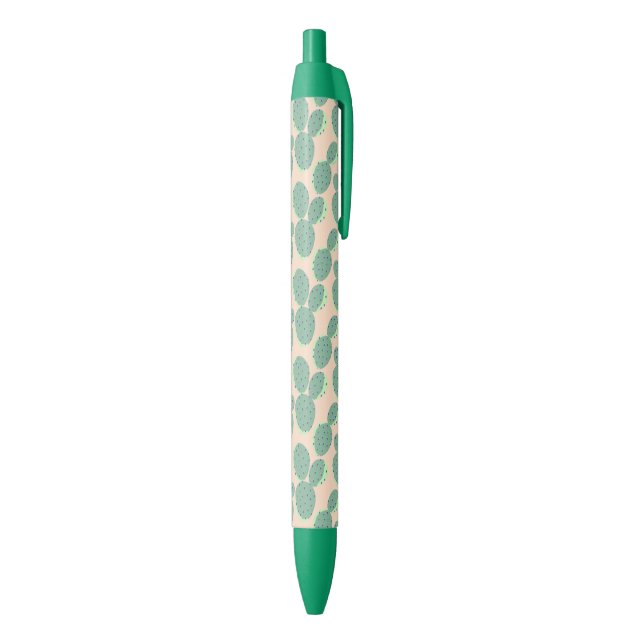 Green & Pink Cactus Pattern Black Ink Pen (Bottom (Vertical))