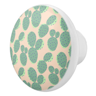 Green & Pink Cactus Pattern Ceramic Knob