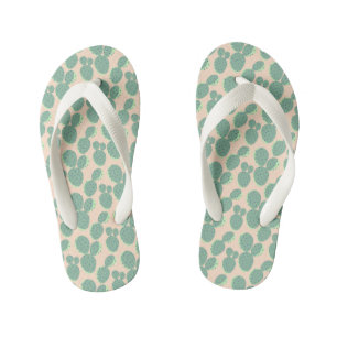 Green & Pink Cactus Pattern Kid's Thongs