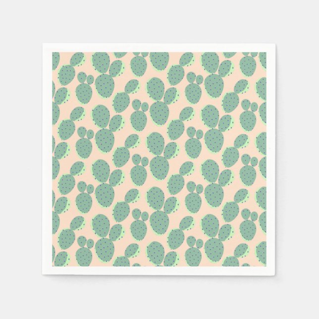 Green & Pink Cactus Pattern Napkin (Front)
