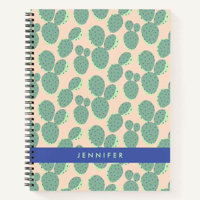 Green & Pink Cactus Pattern Notebook (Front)