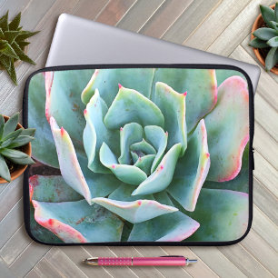 Green Pink Cactus Succulent Photo Bold Stylish Laptop Sleeve