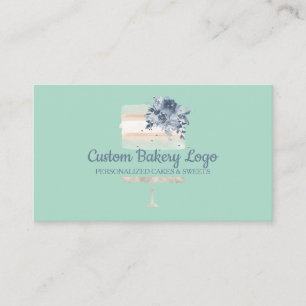 Green Pink Cake Party Bakery Business Card