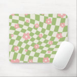 Green Pink Chequered Floral Mouse Pad<br><div class="desc">Green Pink Chequered Floral</div>