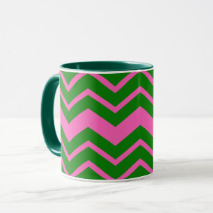 Green Pink Chevron Zigzag Design Mug