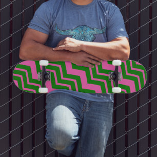 Green Pink Chevron Zigzag Design  Skateboard