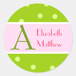 Green Pink Customise Last and First Name Sticker