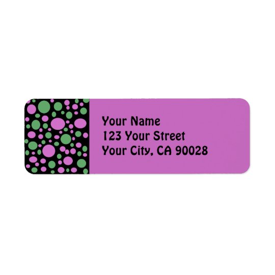 green pink dots return address label