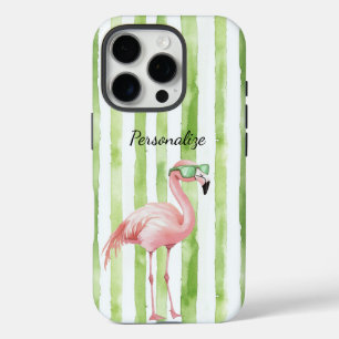 Green Pink Flamingo   iPhone 16 Pro Case