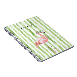 Green Pink Flamingo Notebook