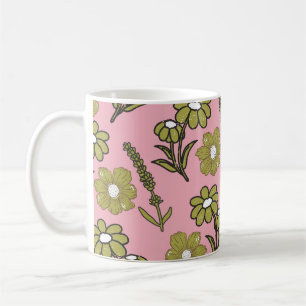 Green Pink Floral Whimsical Y2K Spring & Summer Coffee Mug